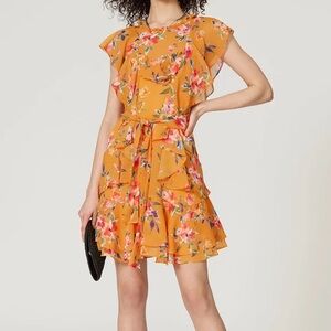 Marissa Webb Collective Orange Ruffle Floral Dress